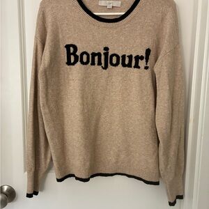 LOFT Tan Bonjour Crew Neck Sweater